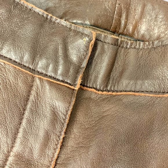 Vintage 90's Leather Pants Brown Boot Cut Size 6 Small Mid Rise Brandon Thomas - Picture 5 of 6